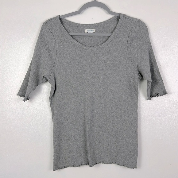 Sundance Women’s XXL Gray Ribbed Stretchy 100% Cotton Top - Picture 1 of 6